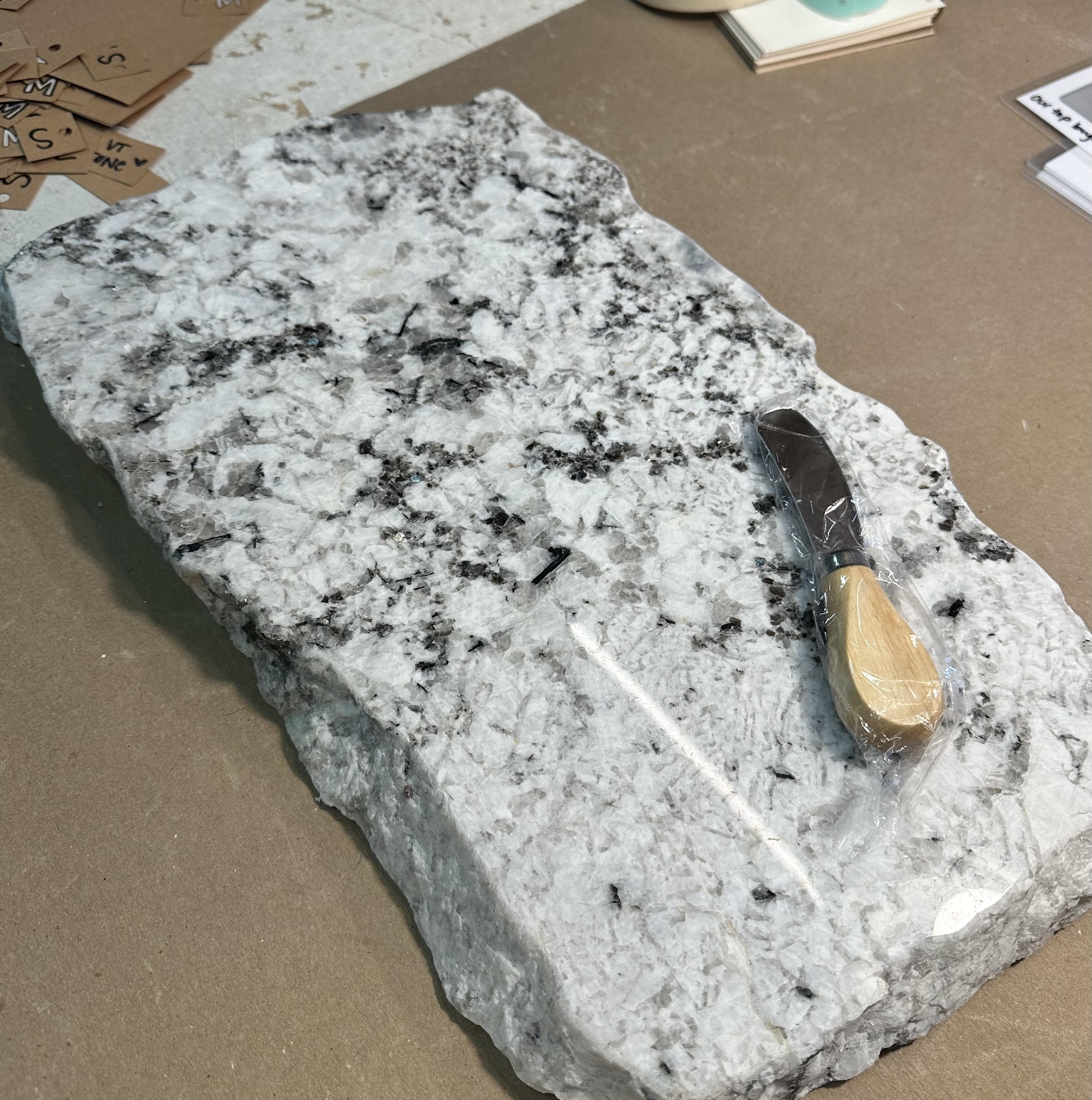 Granite Offcut board with spreader knife